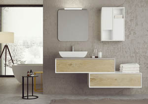 mobile bagno in legno chiaro